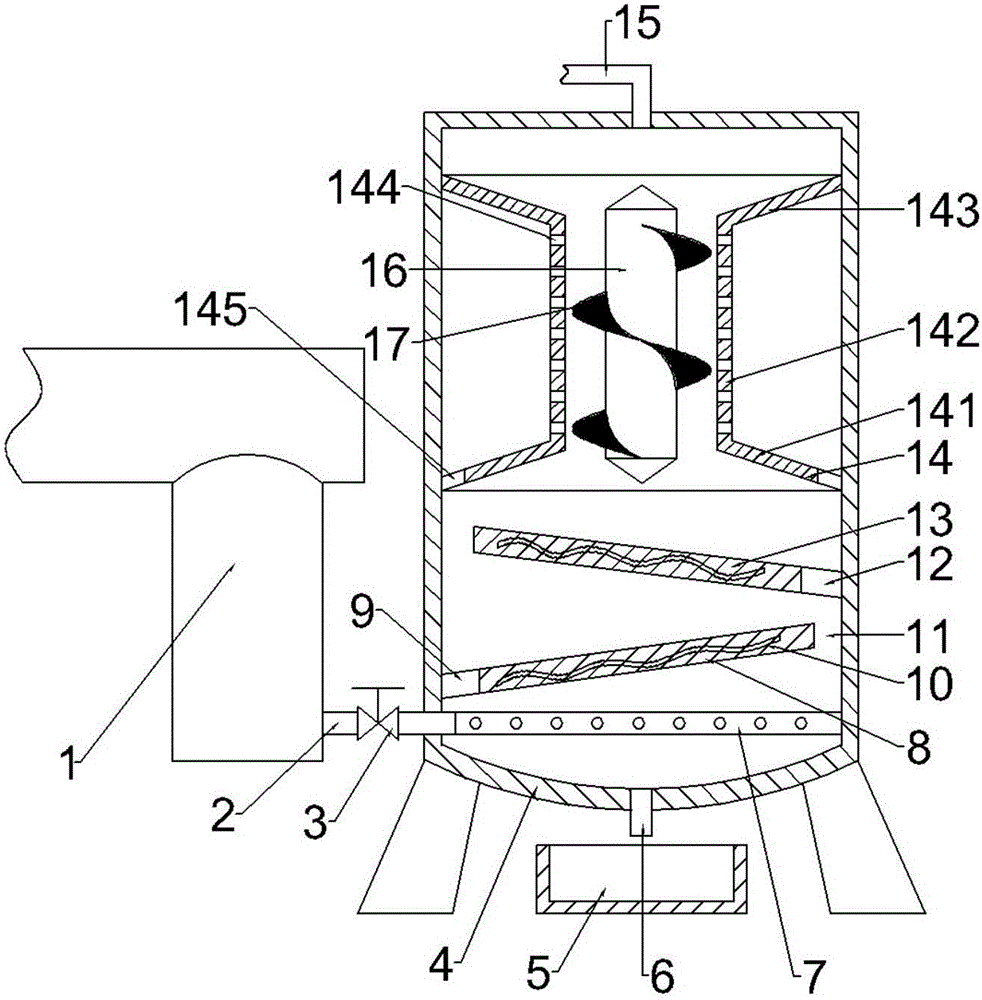 Pulp gas-water separation device for papermaking field on basis of centrifugal force principle