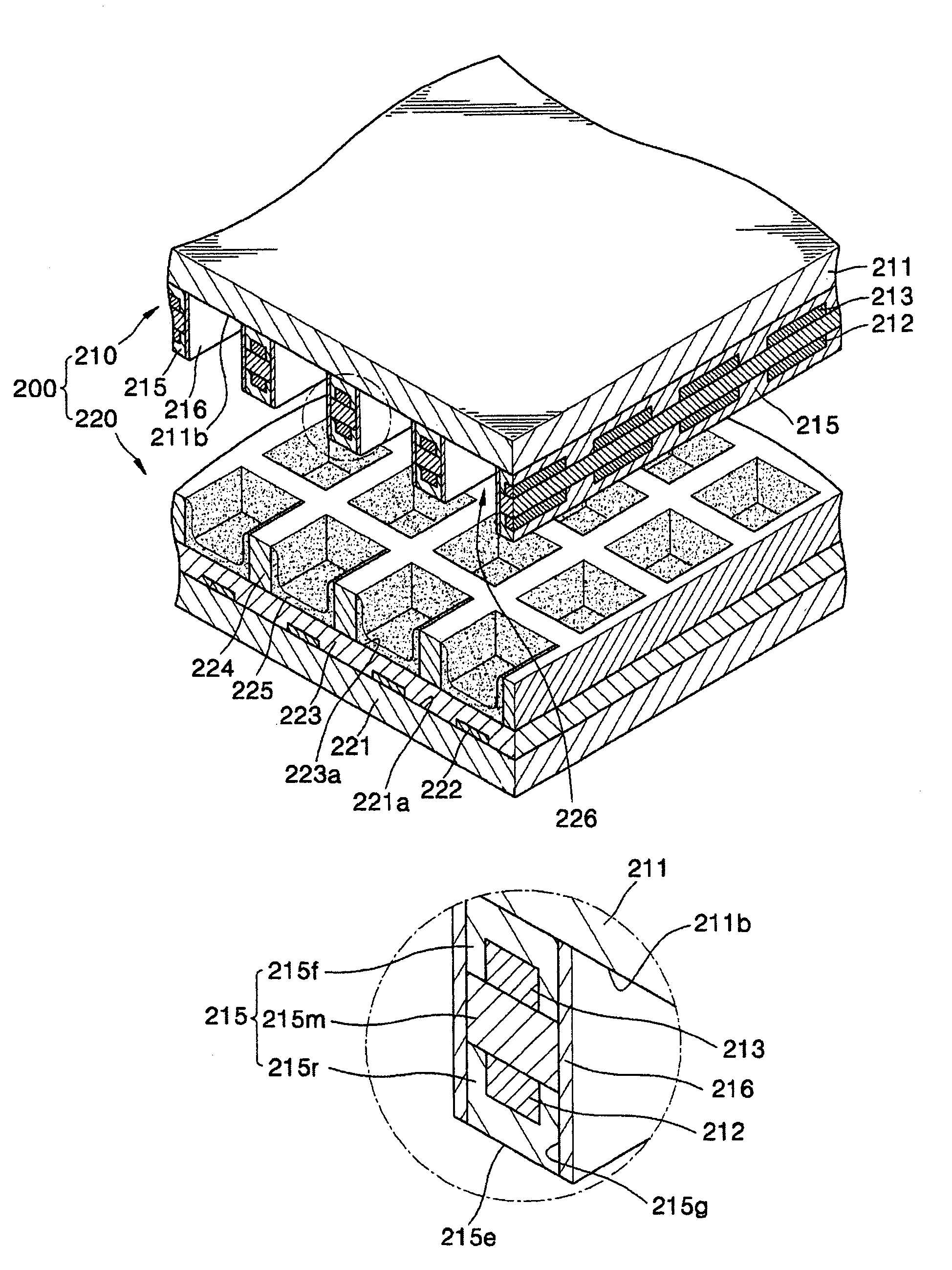 High efficiency plasma display panel (PDP) provided with electrodes within laminated dielectric barrier ribs