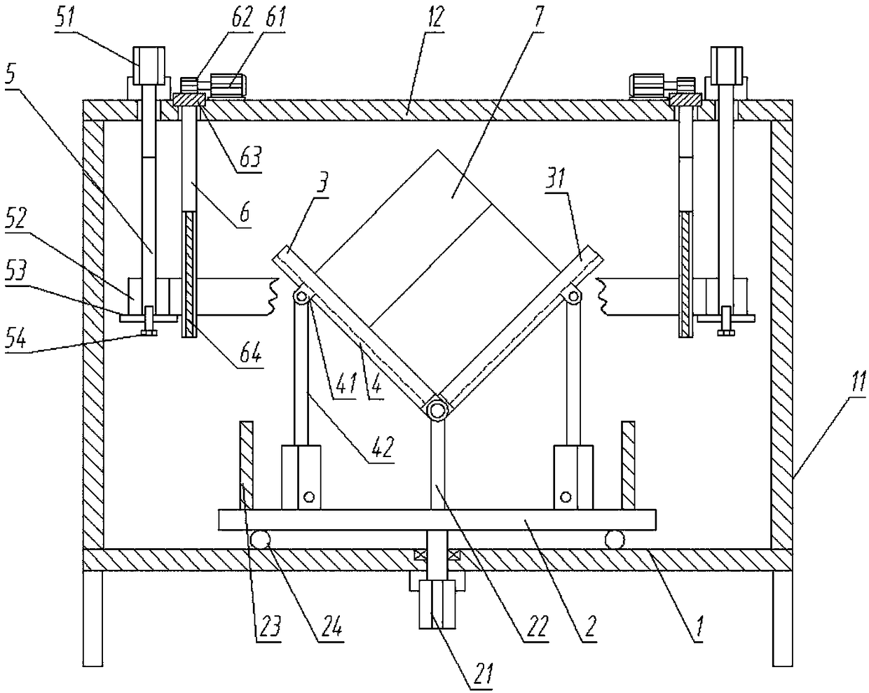 Packing carton sealing device capable of achieving automatic overturning
