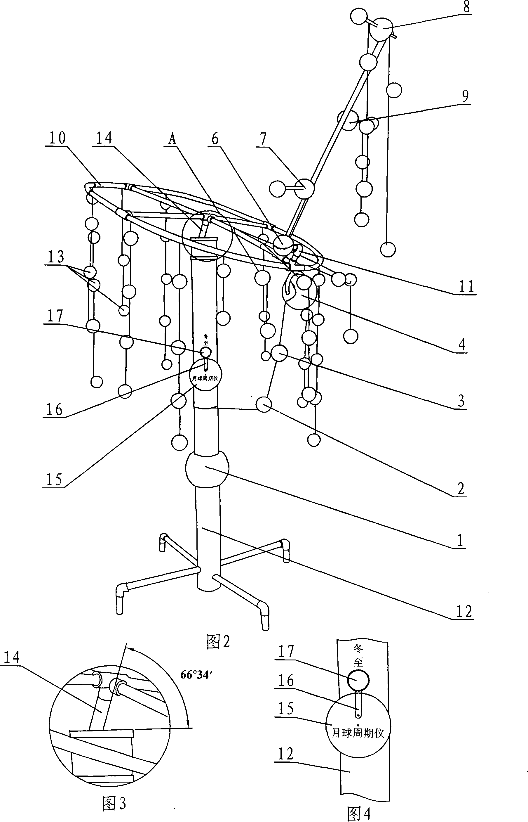 Earth moon star moving instrument