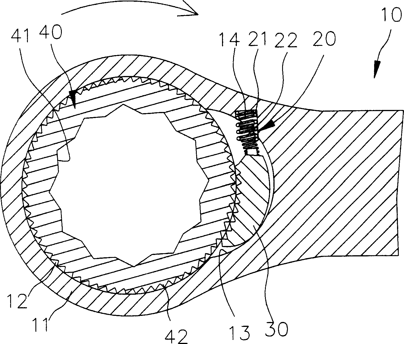 Unidirectional driving spanner with protective device