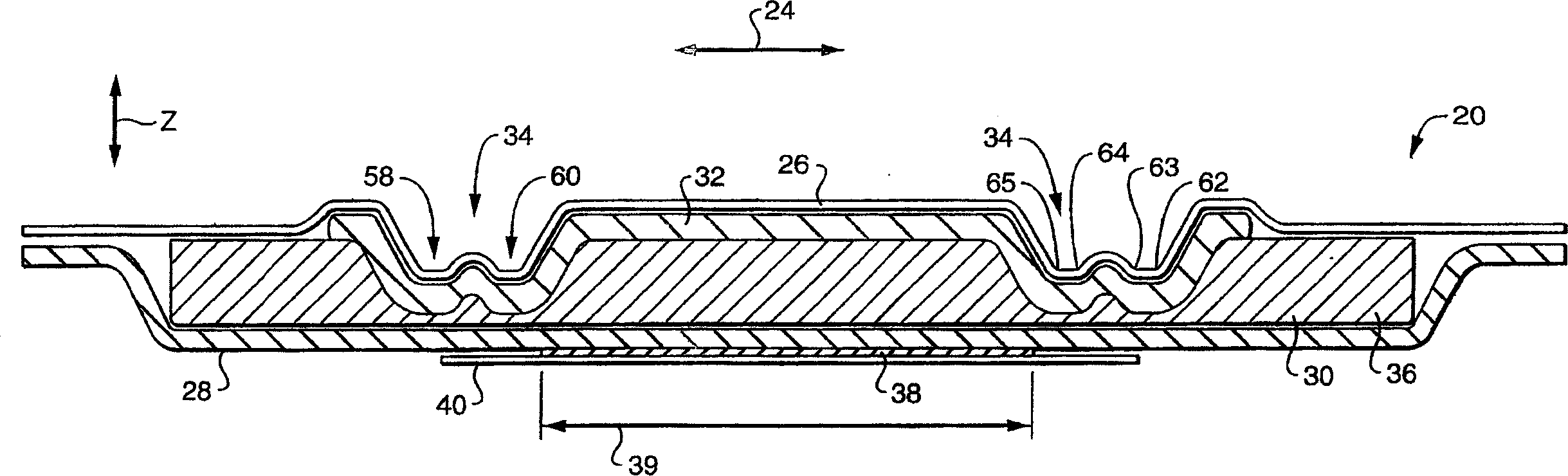 An absorbent article with an embossment along the perimeter