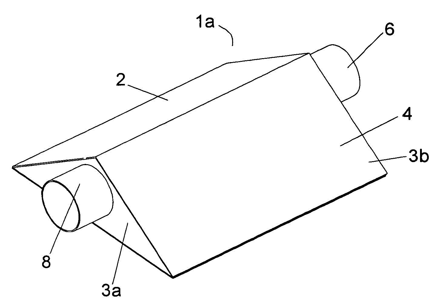 Triangular cross section exhaust muffler