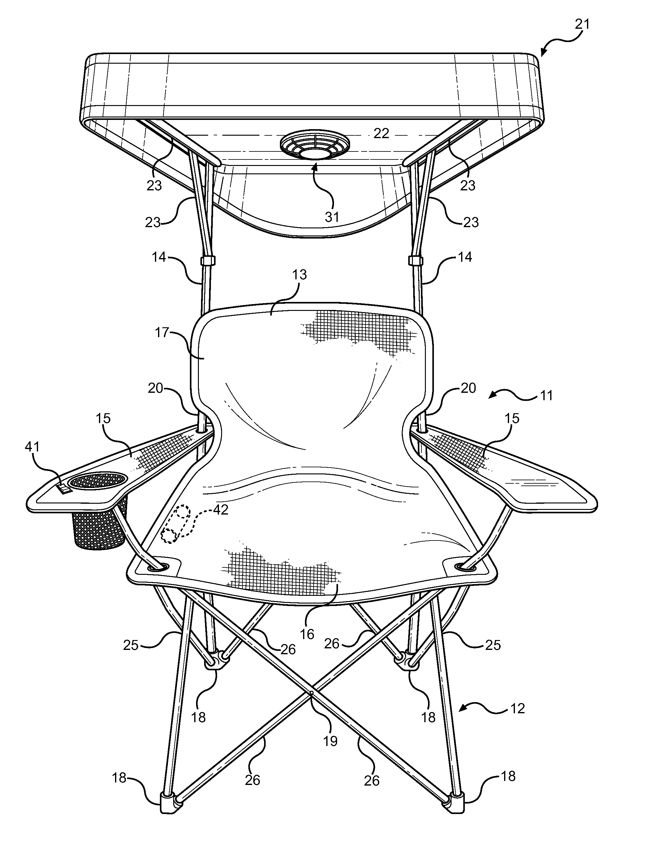 Fan-Cooled Collapsible Canopy Chair