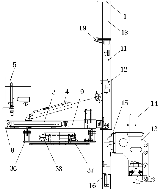 Operating mechanism of vehicle-mounted highway guardrail pile driving and pulling machine