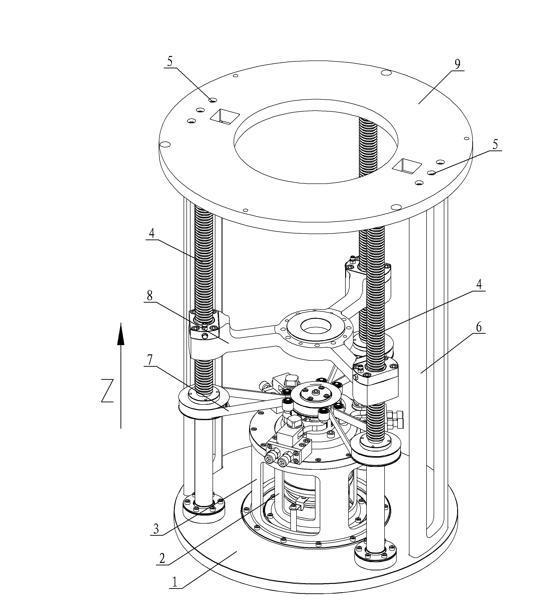 Z-axis lifting mechanism with stress state balancing function