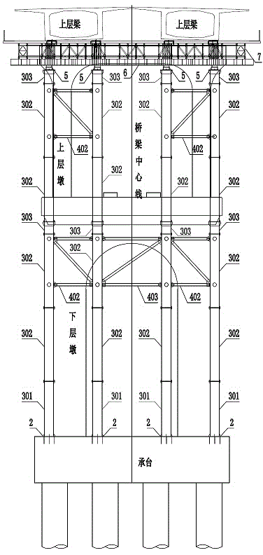Double-layer cast-in-situ beam support construction method adopting sequence from upper layer to lower layer