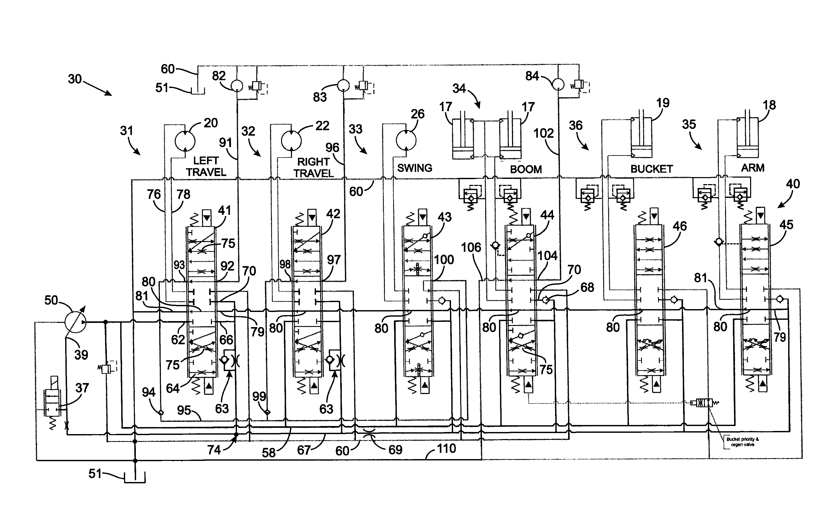Multiple function hydraulic system with a variable displacement pump and a hydrostatic pump-motor
