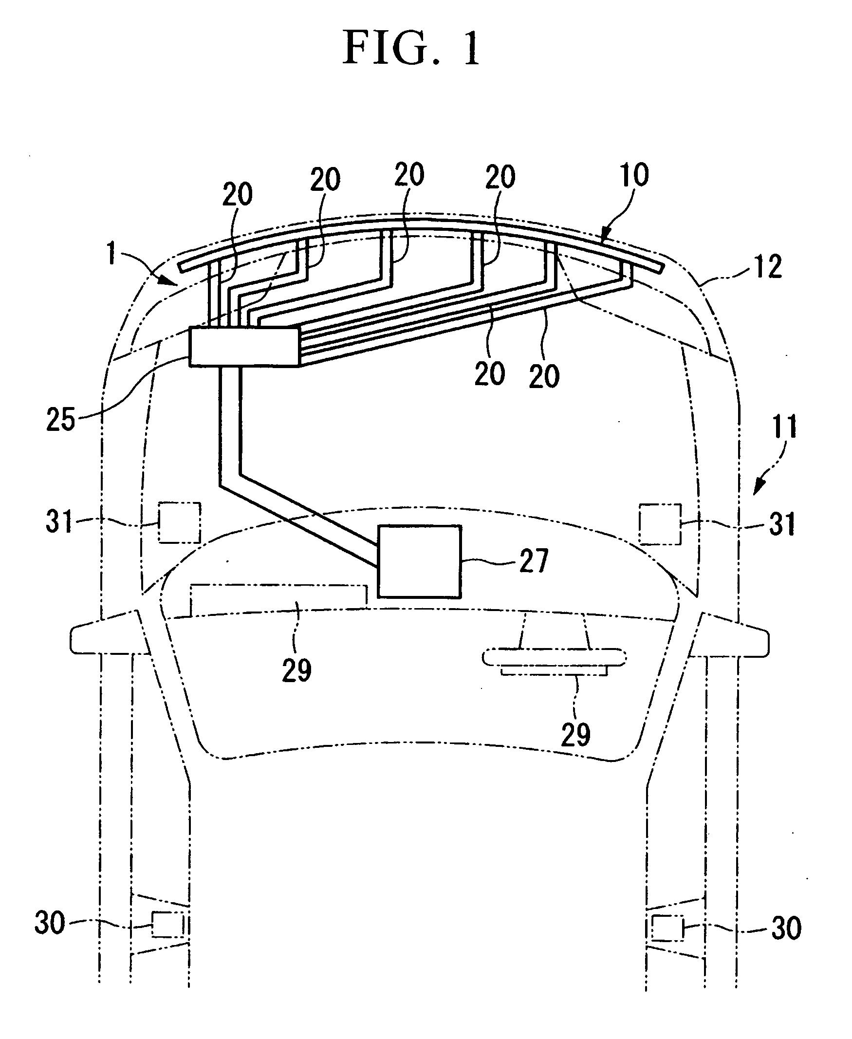 Collision detection sensor for vehicle and collision detection device for vehicle