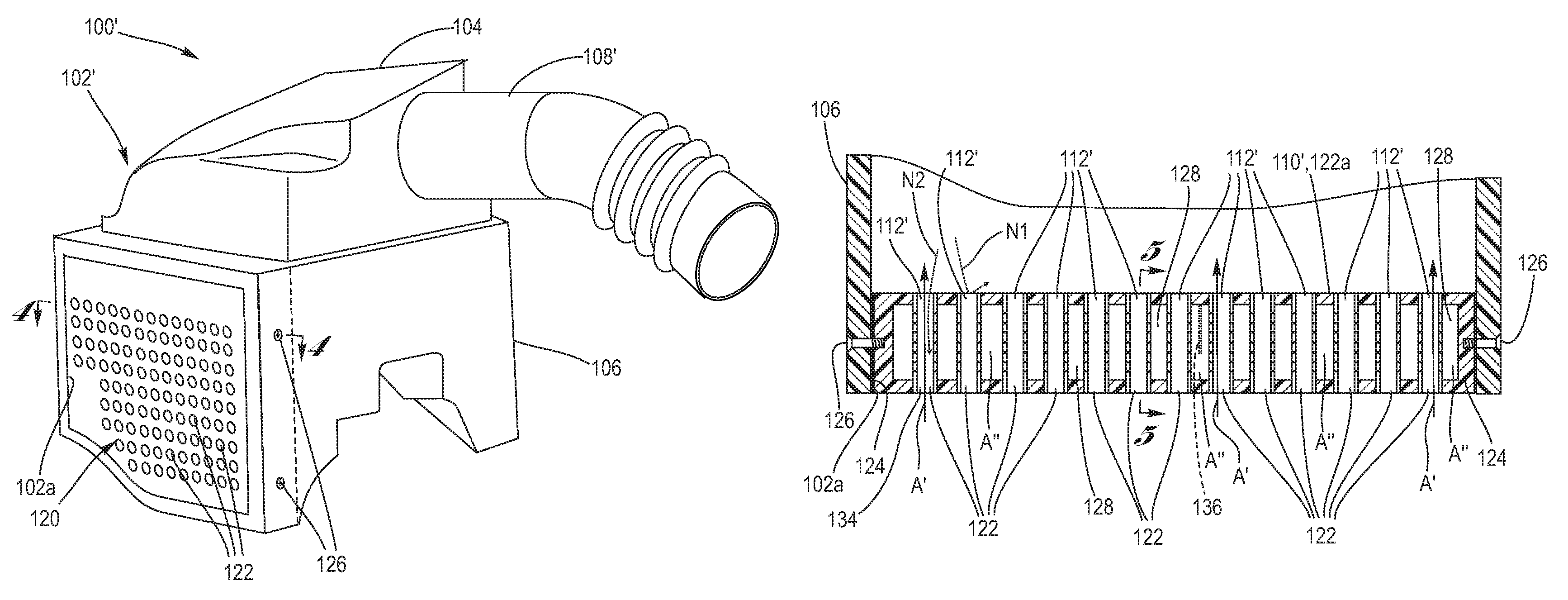 Air induction housing having a perforated wall and interfacing sound attenuation chamber