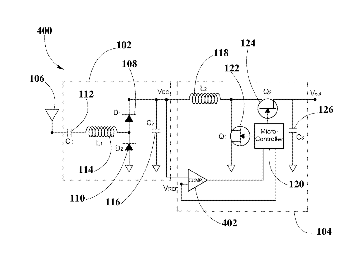 Integrated rectifier and boost converter for wireless power transmission