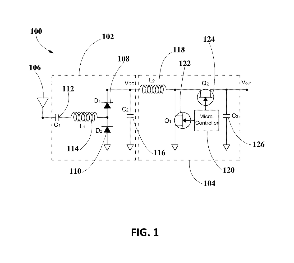 Integrated rectifier and boost converter for wireless power transmission