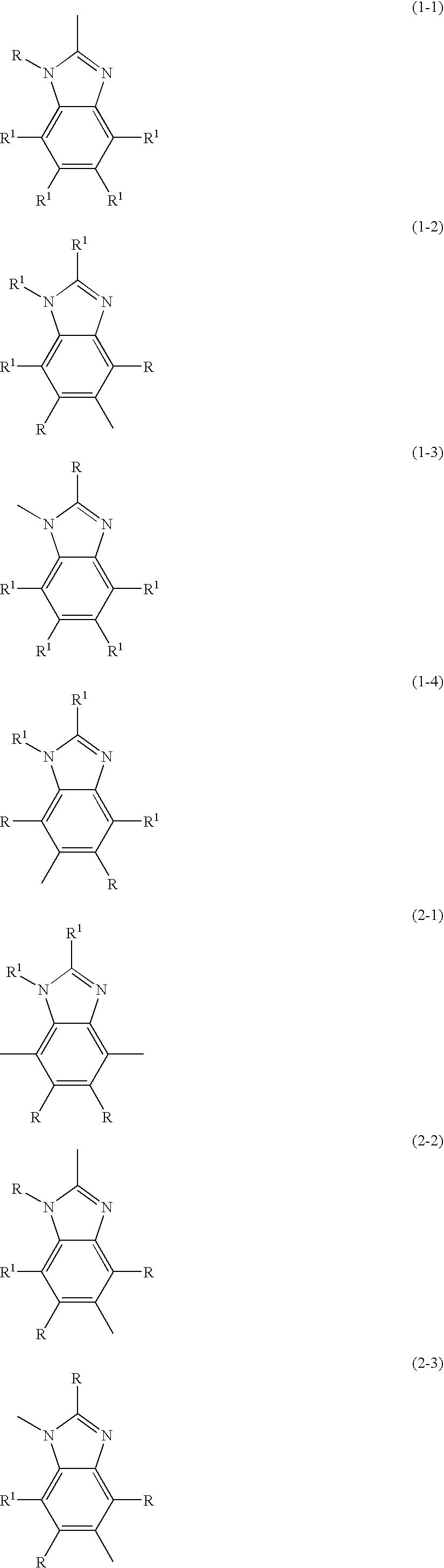 Benzimidazole compound-containing composition and light-emitting device using the composition