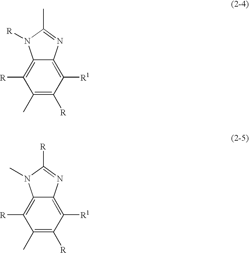 Benzimidazole compound-containing composition and light-emitting device using the composition