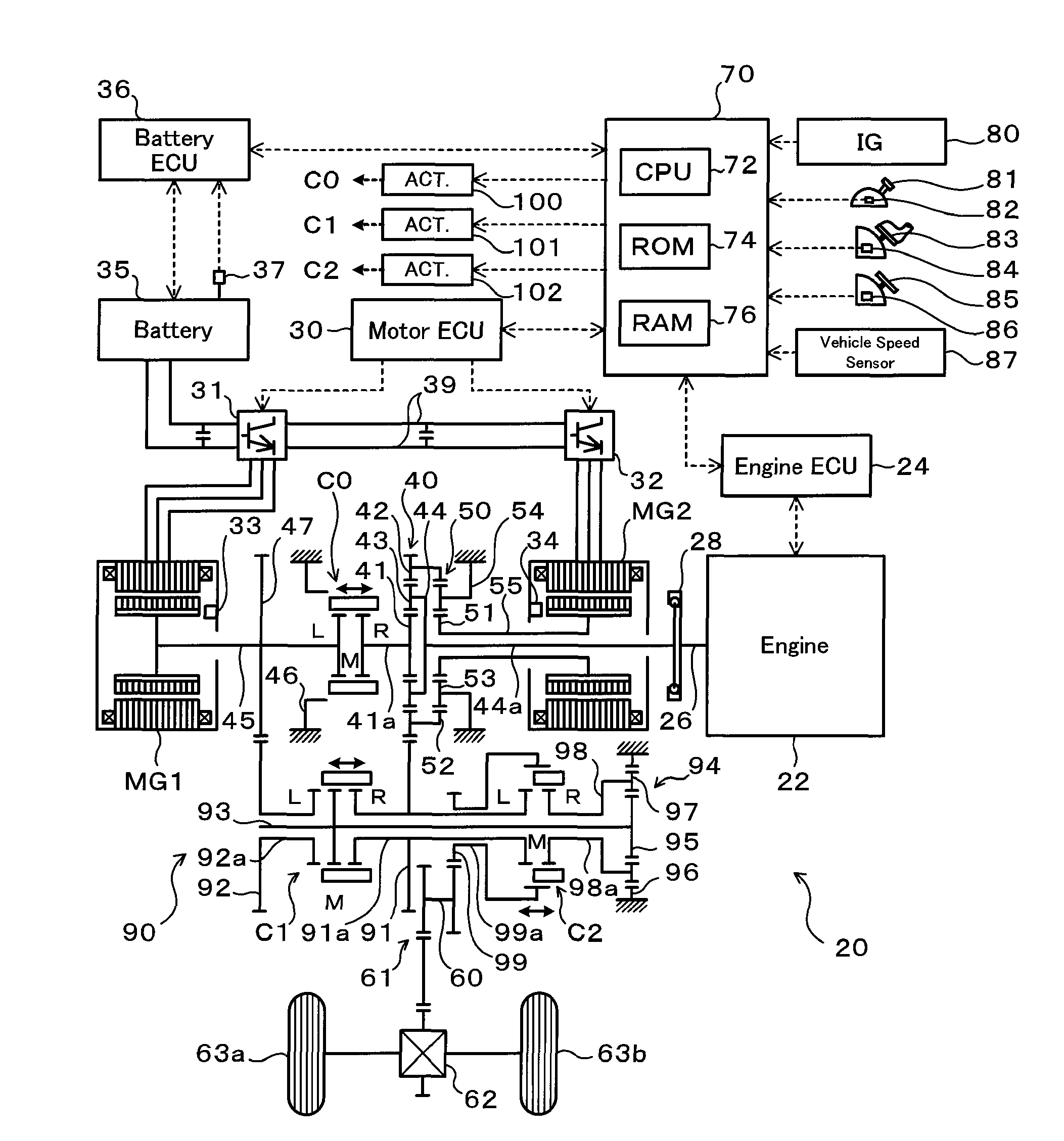 Power output apparatus and hybrid vehicle