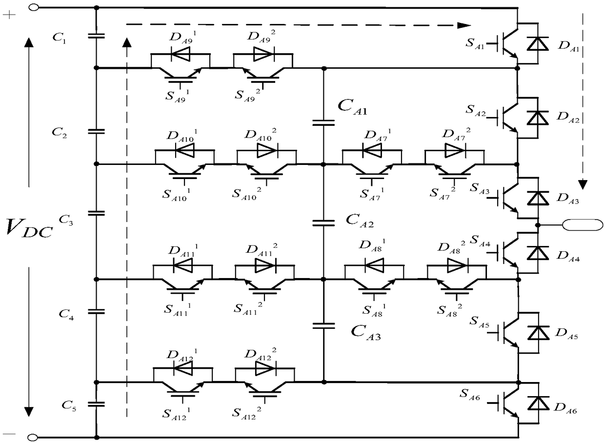 A six-level circuit topology for a power conversion system