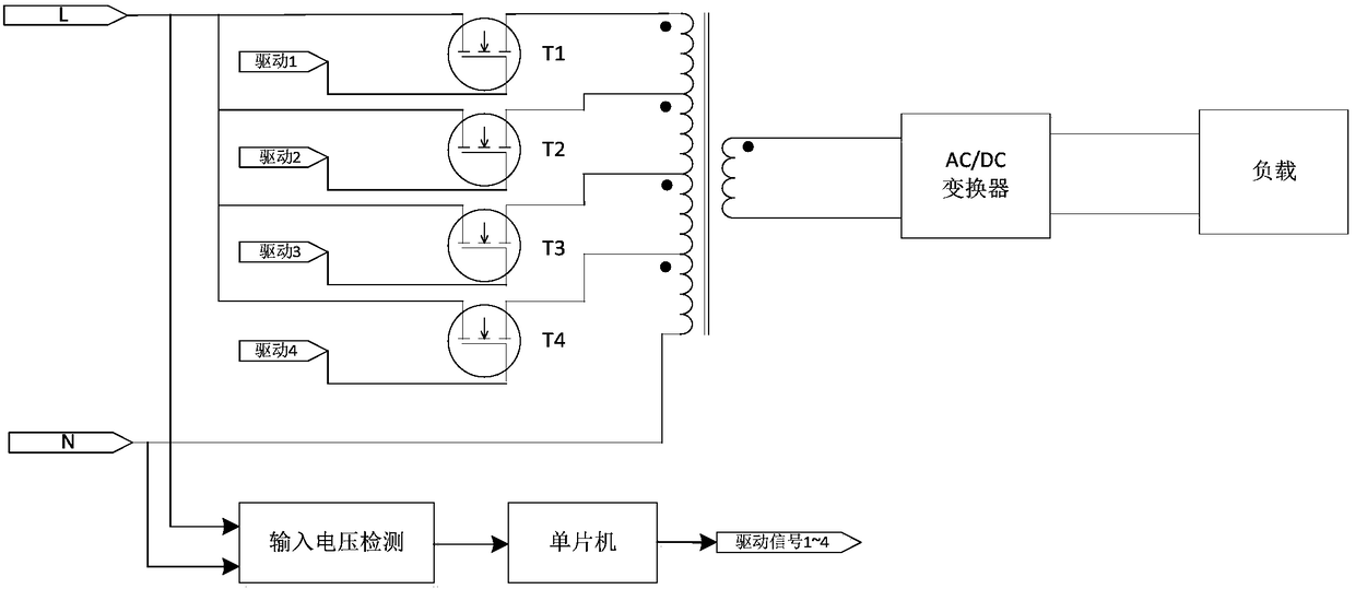 Adaptive wide-voltage input AC/DC power supply system and operating method thereof