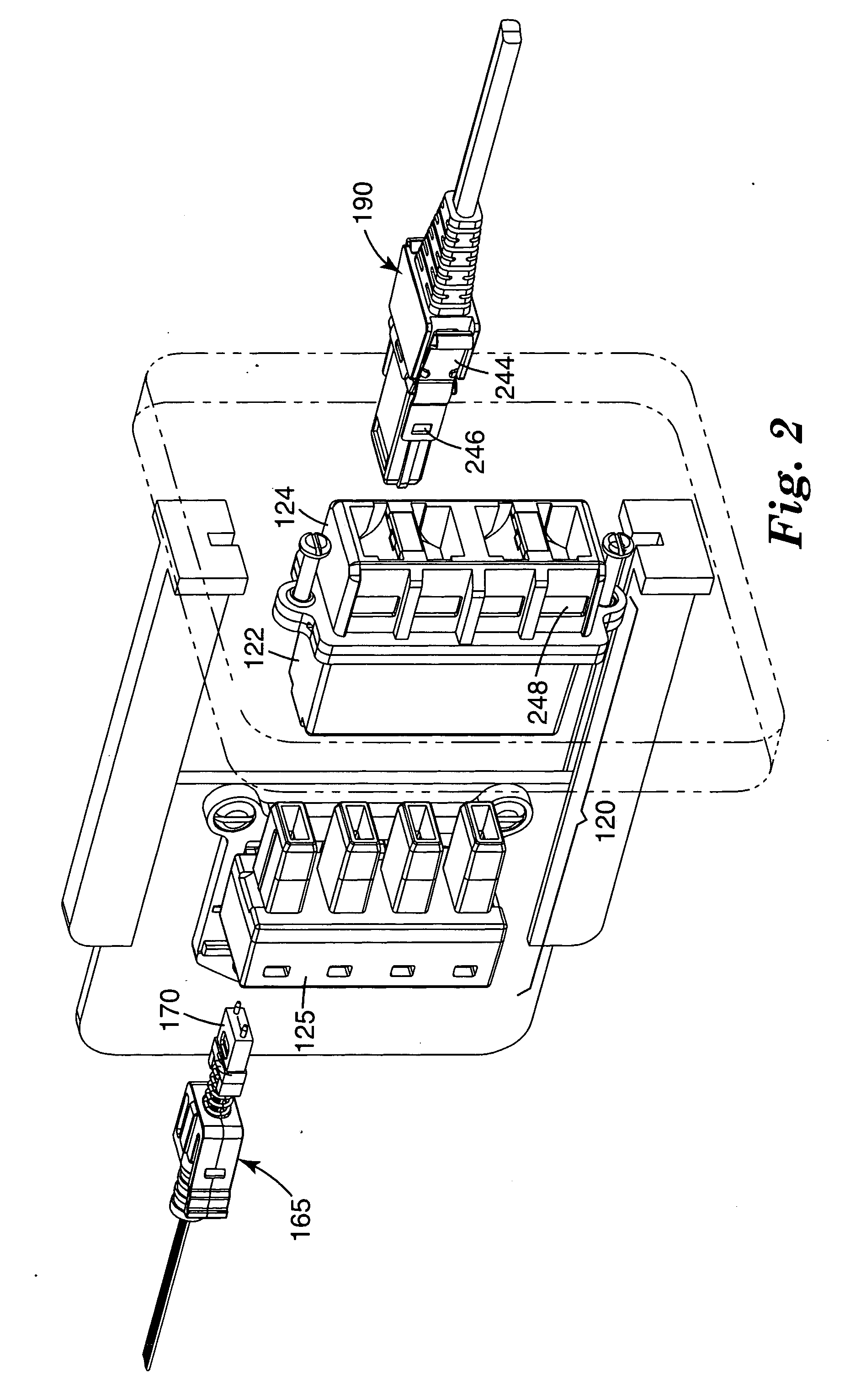 Optical connector system with EMI shielding