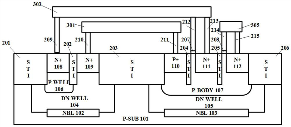 Grid-control Darlington electrostatic protection device and manufacturing method thereof