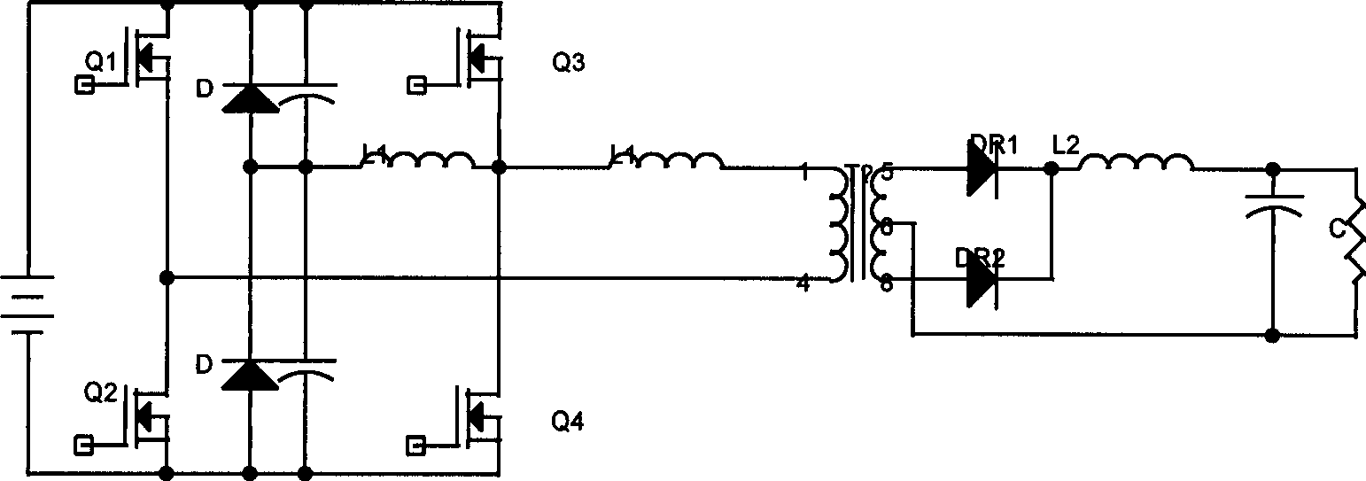 Intensified full-bridge phase-shift soft switch method and converter