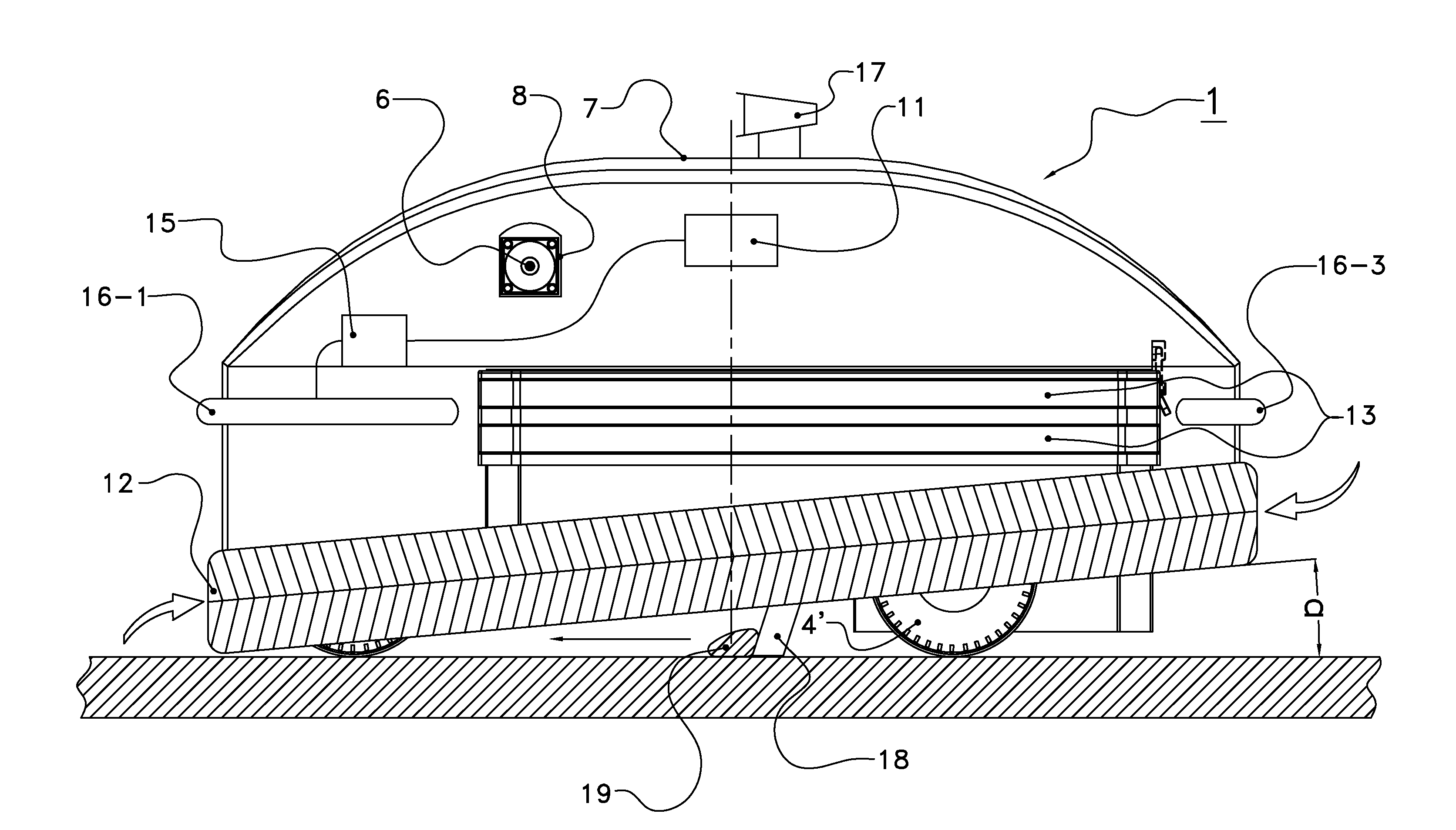 Unmanned vehicle comprising a protection device
