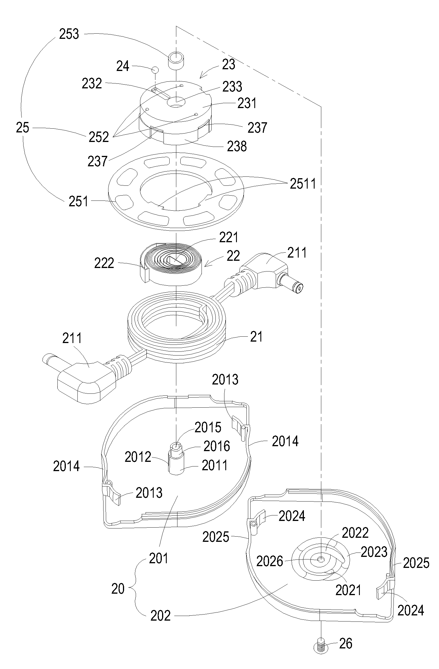 Cable winding mechanism with reduced friction