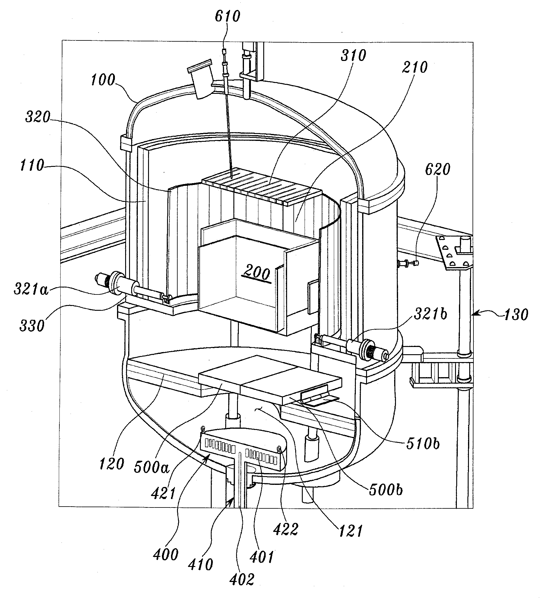 Apparatus for manufacturing poly crystaline silicon ingot for solar battery having door open/close device using hinge