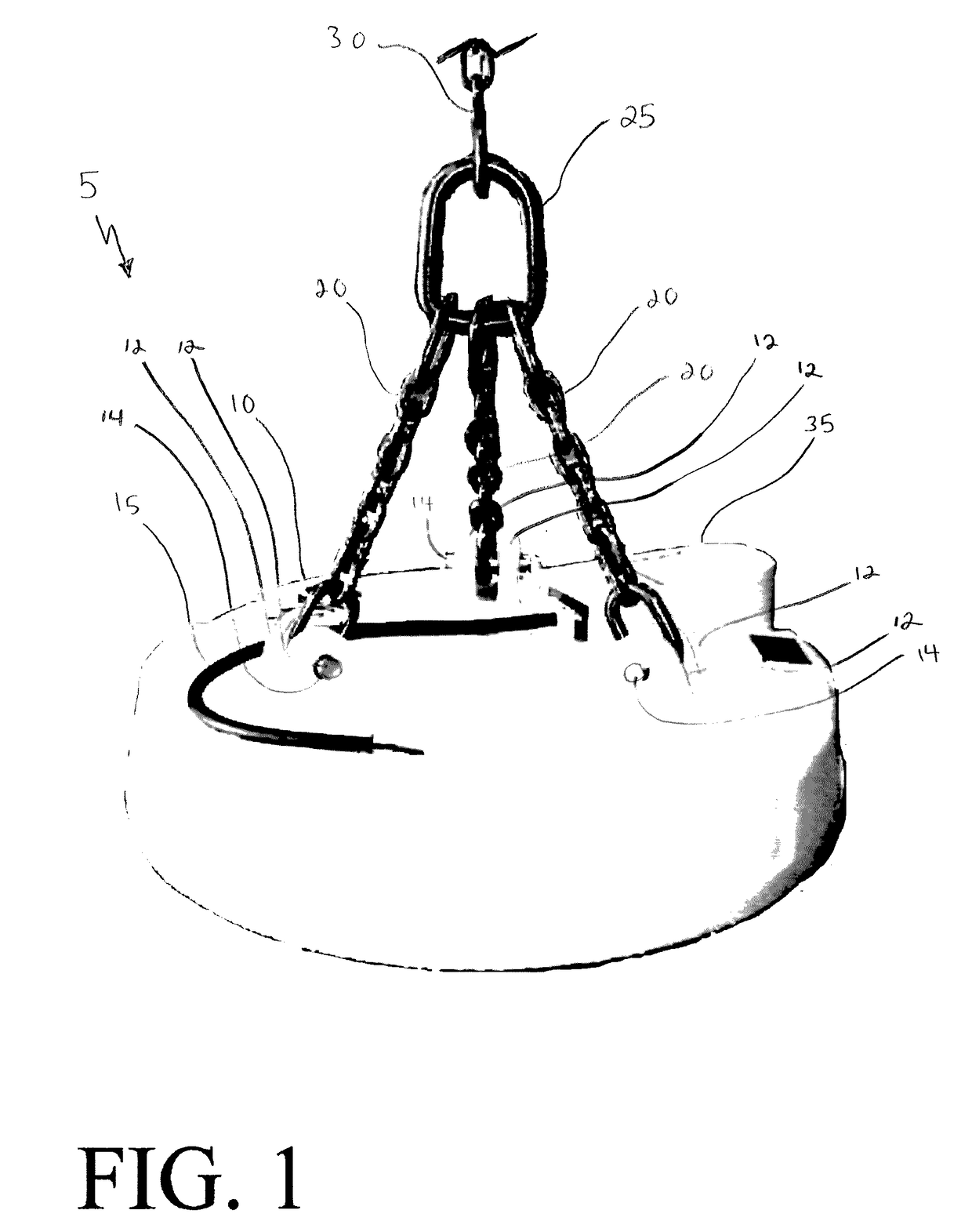 Protective component for power cable of an industrial electro-magnetic lifting device