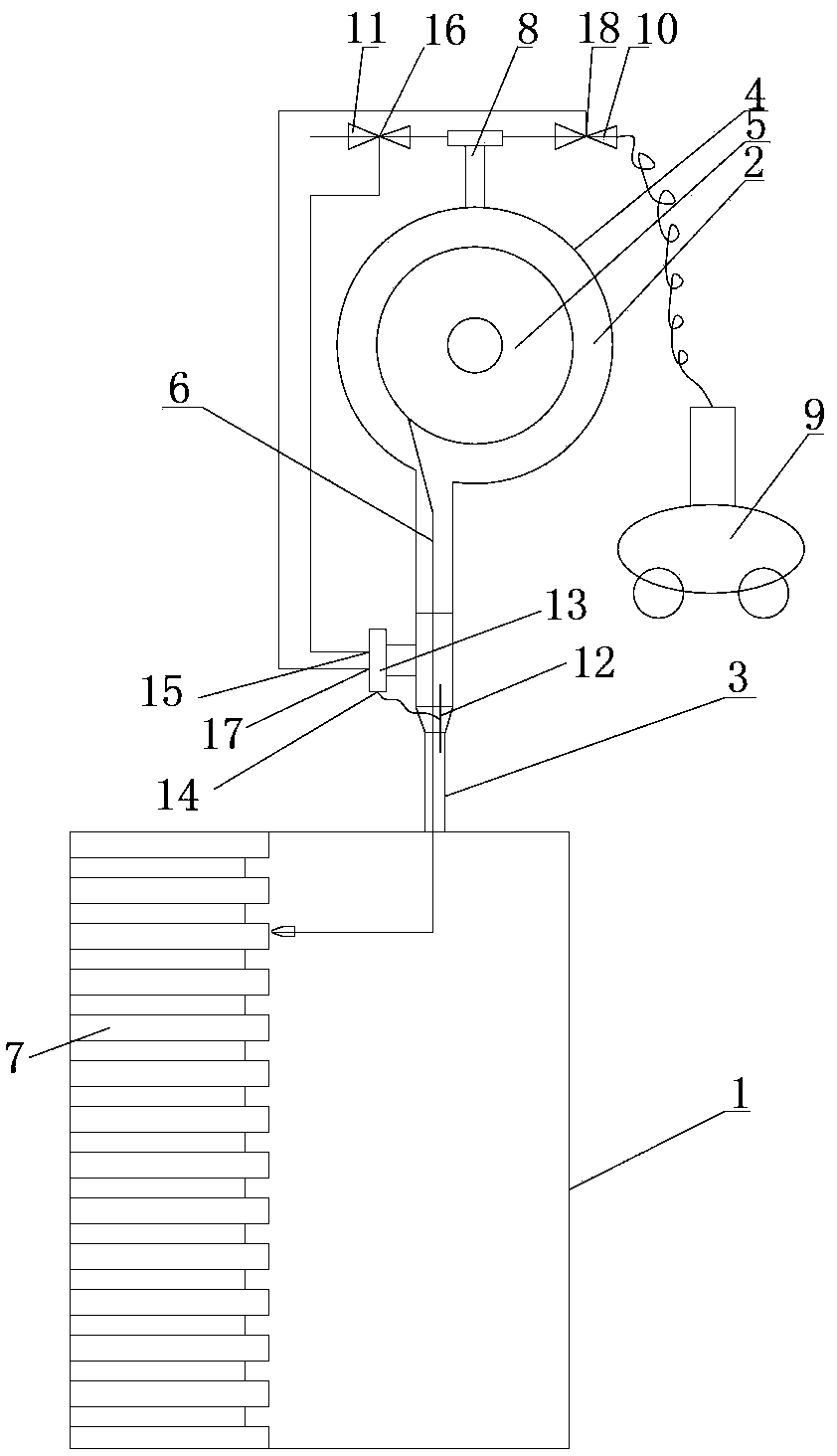 Condenser on-line cleaning robot dry-type boosting coil pipe system