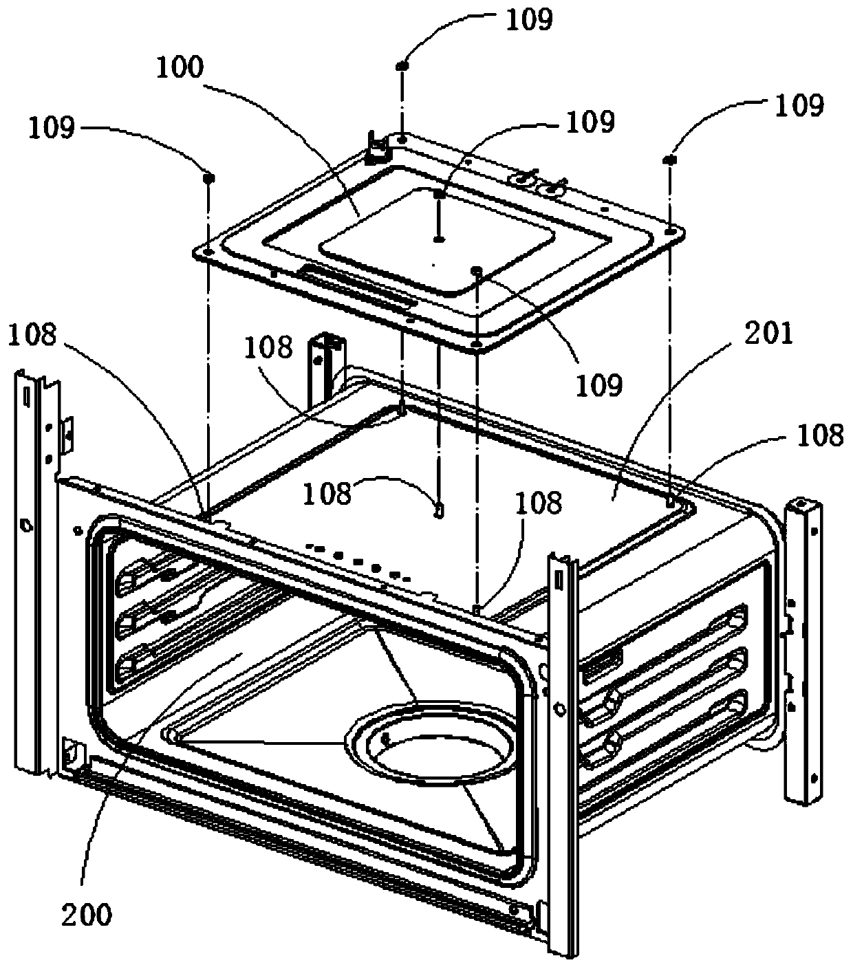 Water vapor condensation resistant assembly and cooking device