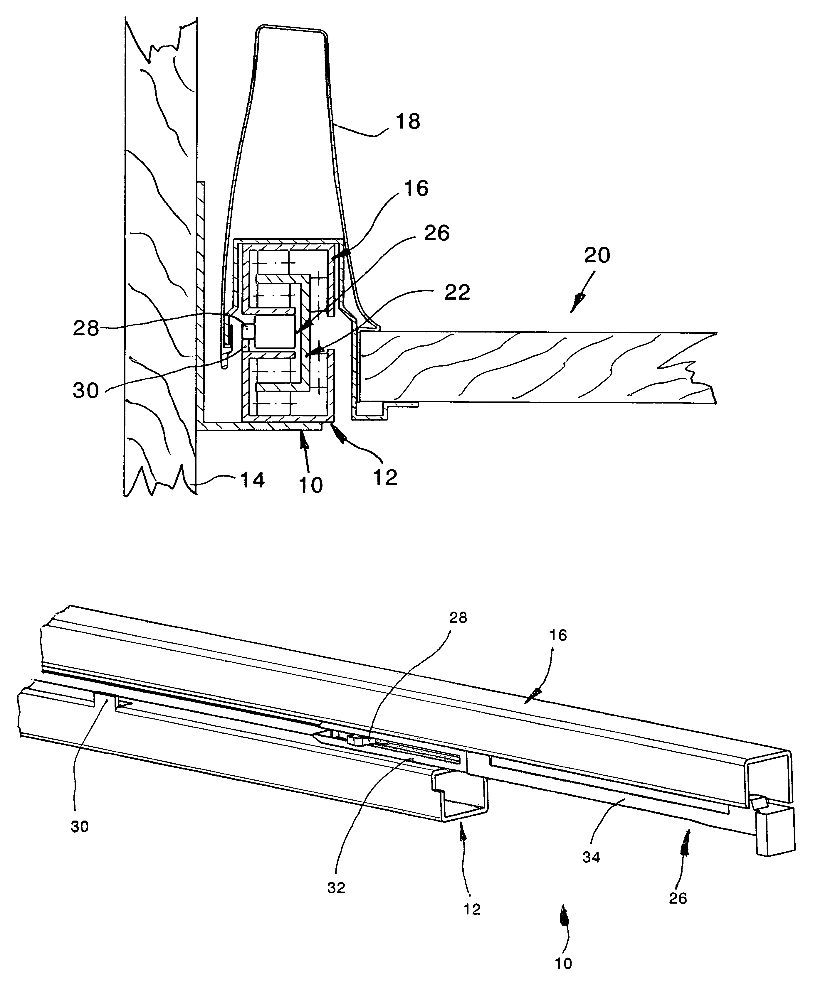 Self-closing drawer guides with integrated damping