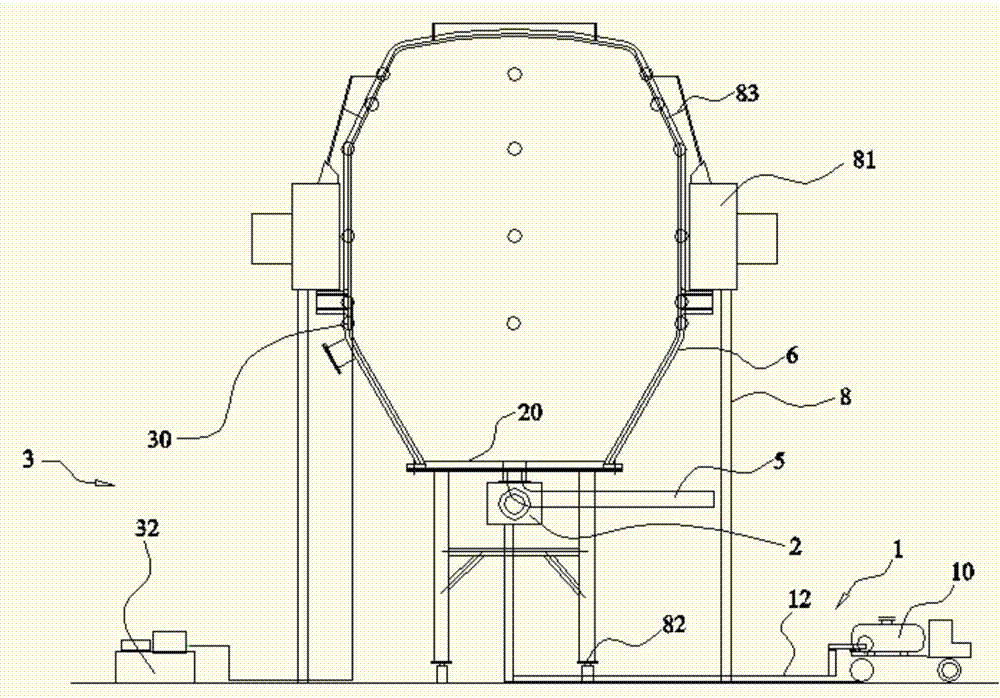 Heat treatment device and method for large steel plate converter shell