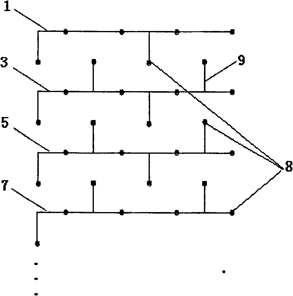Configuration and design method for stationary duct style spray irrigation system branch pipe