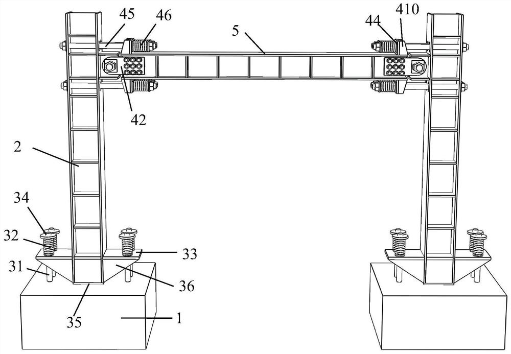 Self-resetting swing steel frame structure and its construction method