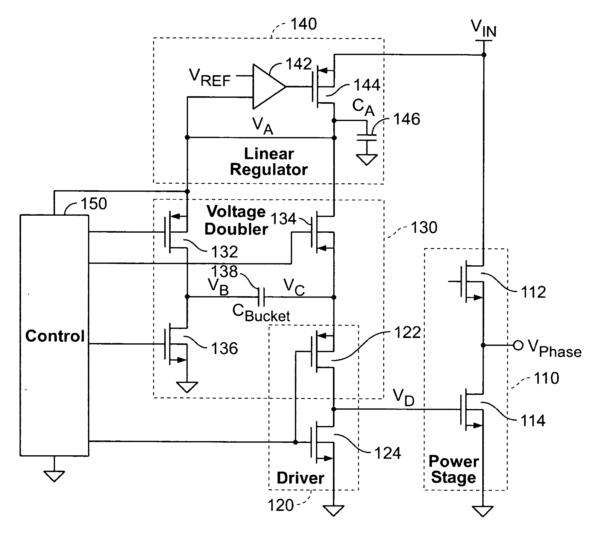 Charge pumped driver for switched mode power supply