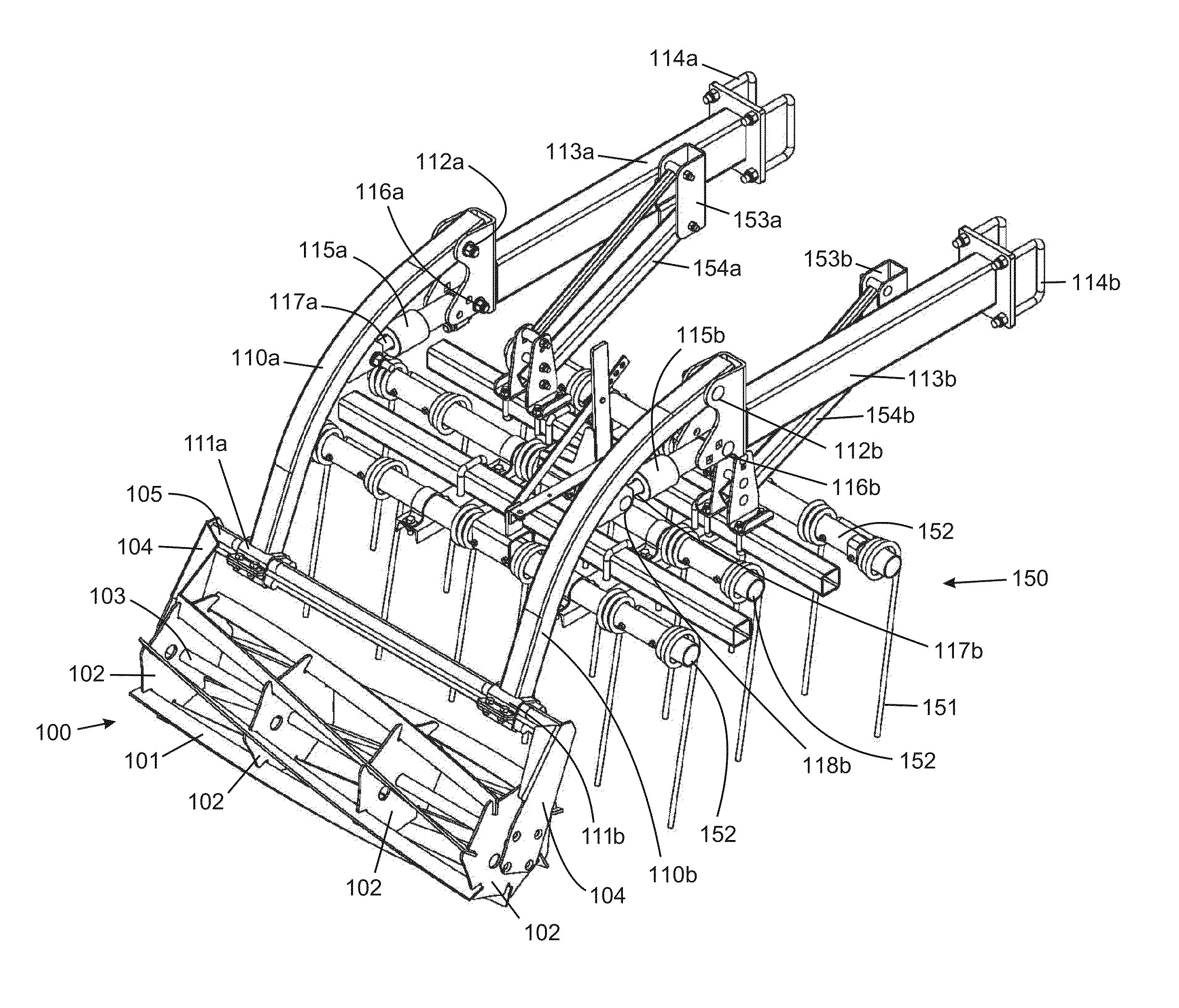 Hydraulically controlled rotary harrow for tillage apparatus and system