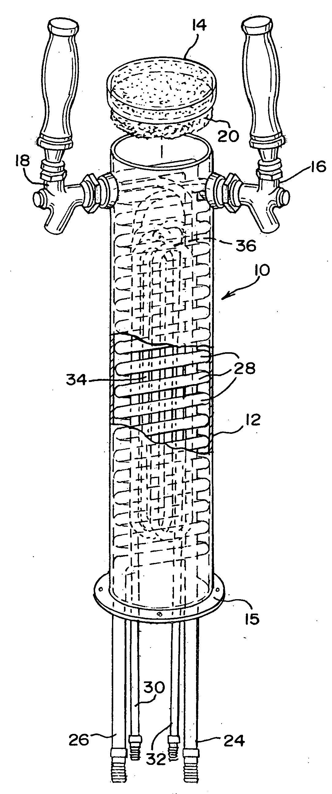 Iced beverage dispensing tower