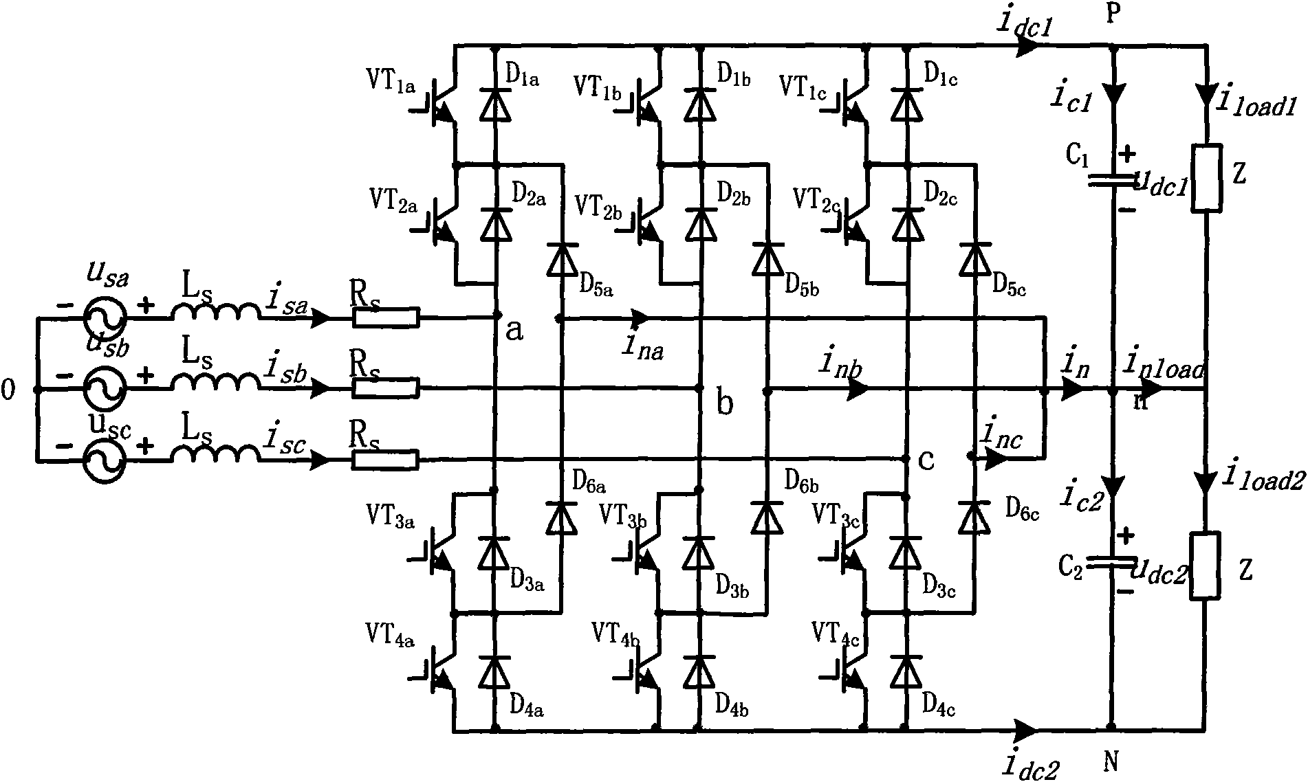 Symmetrical three-section voltage vector pulse width modulation method for three-level PWM rectifier