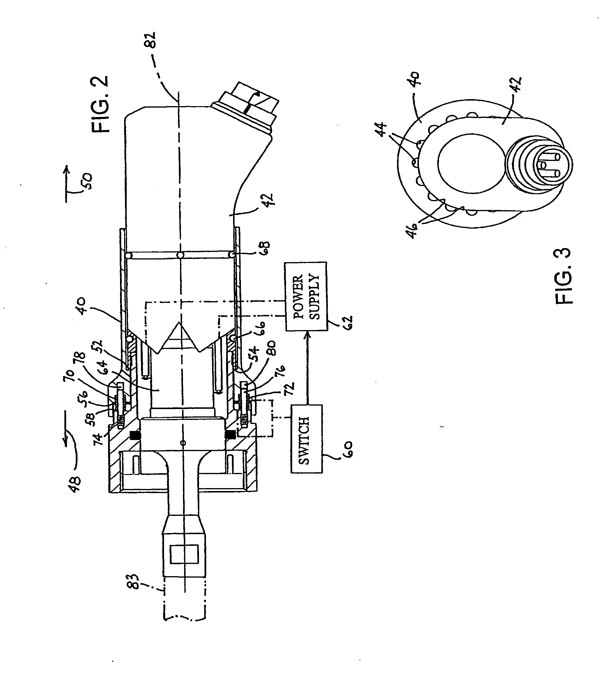 Medical handpiece with automatic power switching means