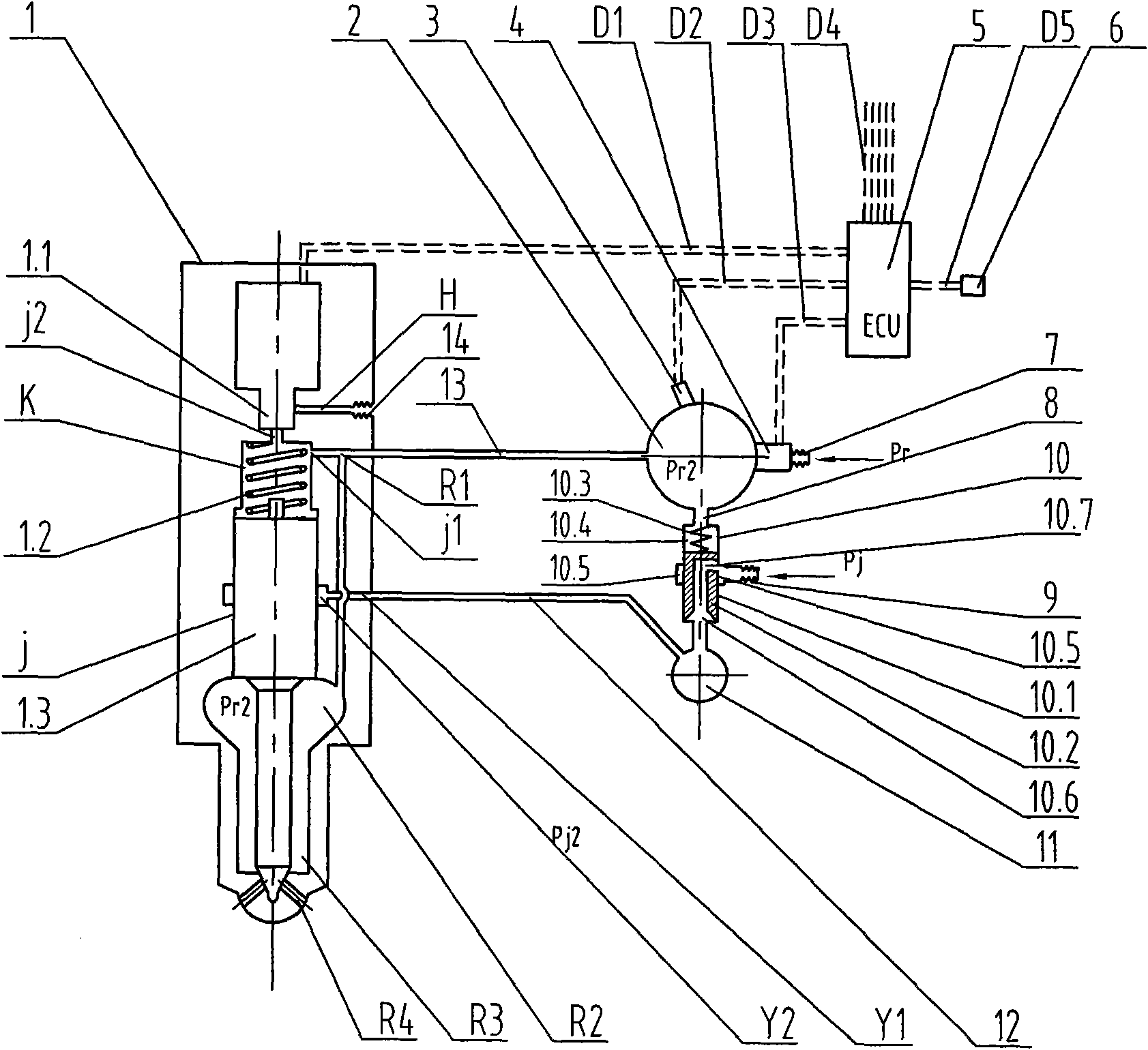 Electronic control high-pressure common rail fuel injecting device