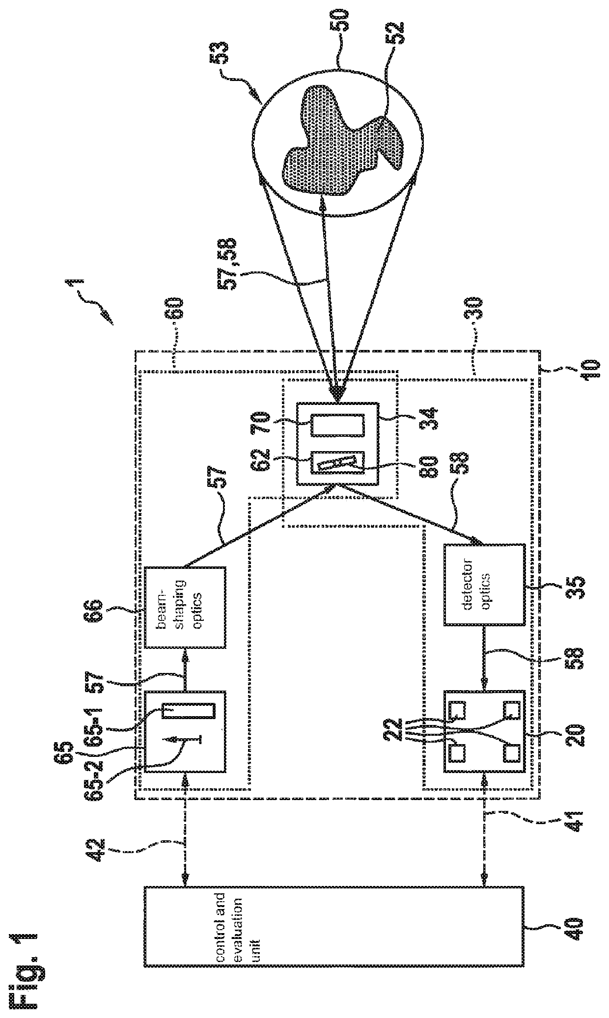 Optical assembly for a lidar system, lidar system and working apparatus