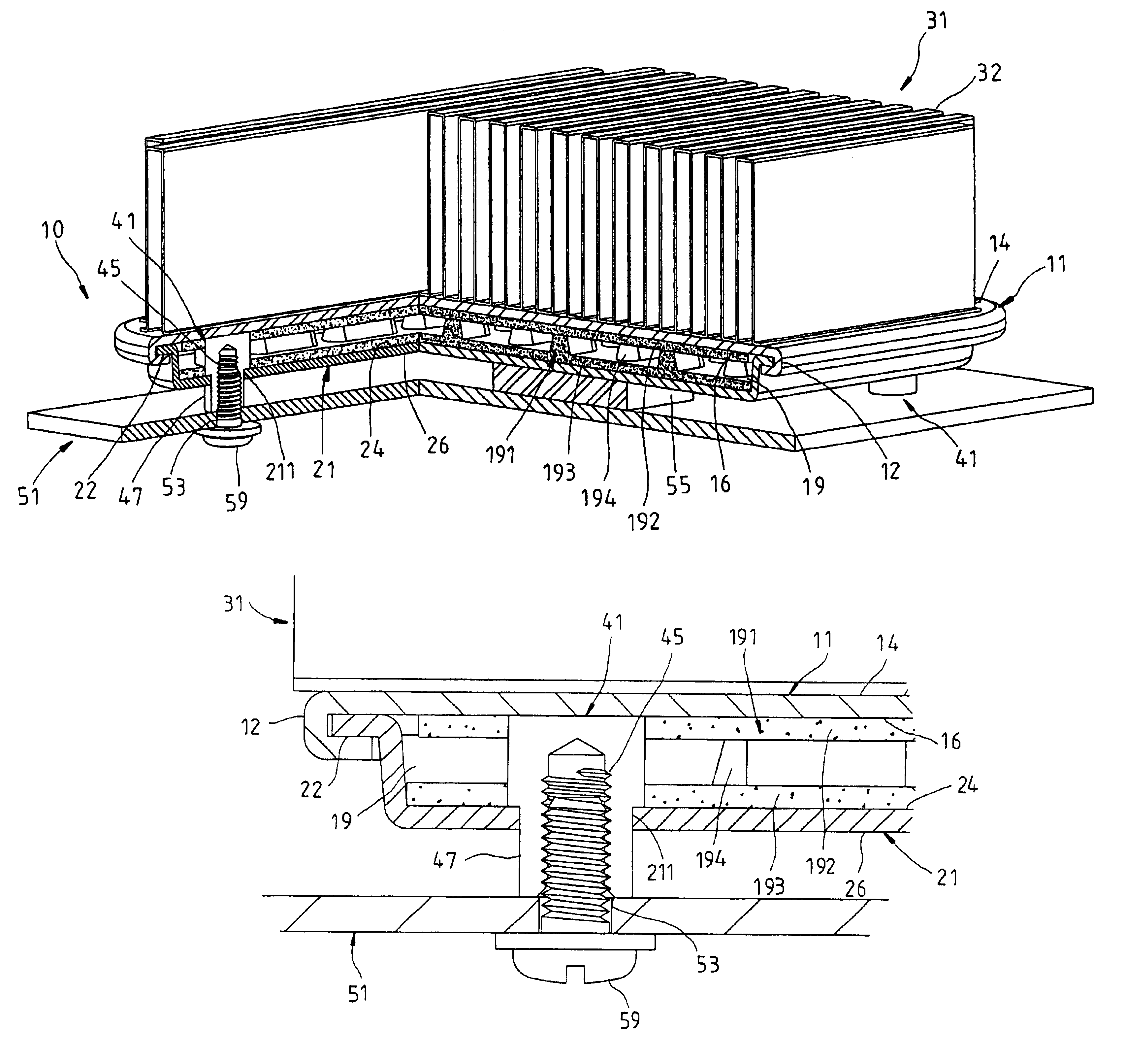 Bottom fixation type integrated circuit chip cooling structure