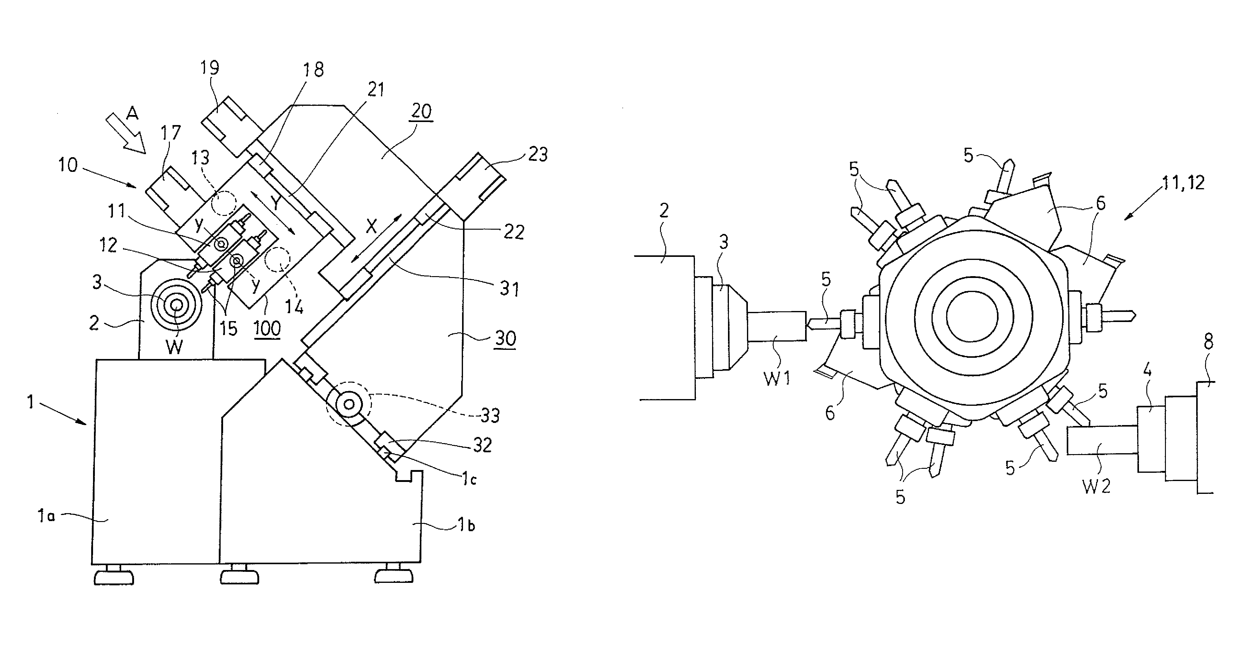 Combined processing lathe and its tool post
