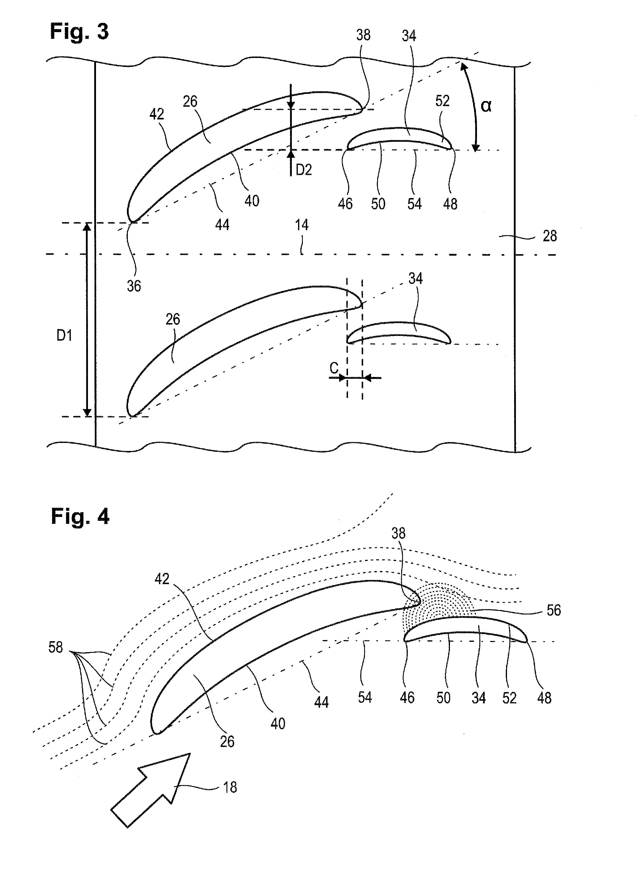 Axial Turbomachine Stator with Ailerons at the Blade Roots