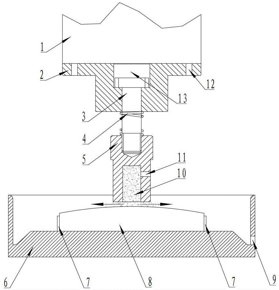 Restraining abrasive particle flow polishing device of hard and brittle material complex curve part