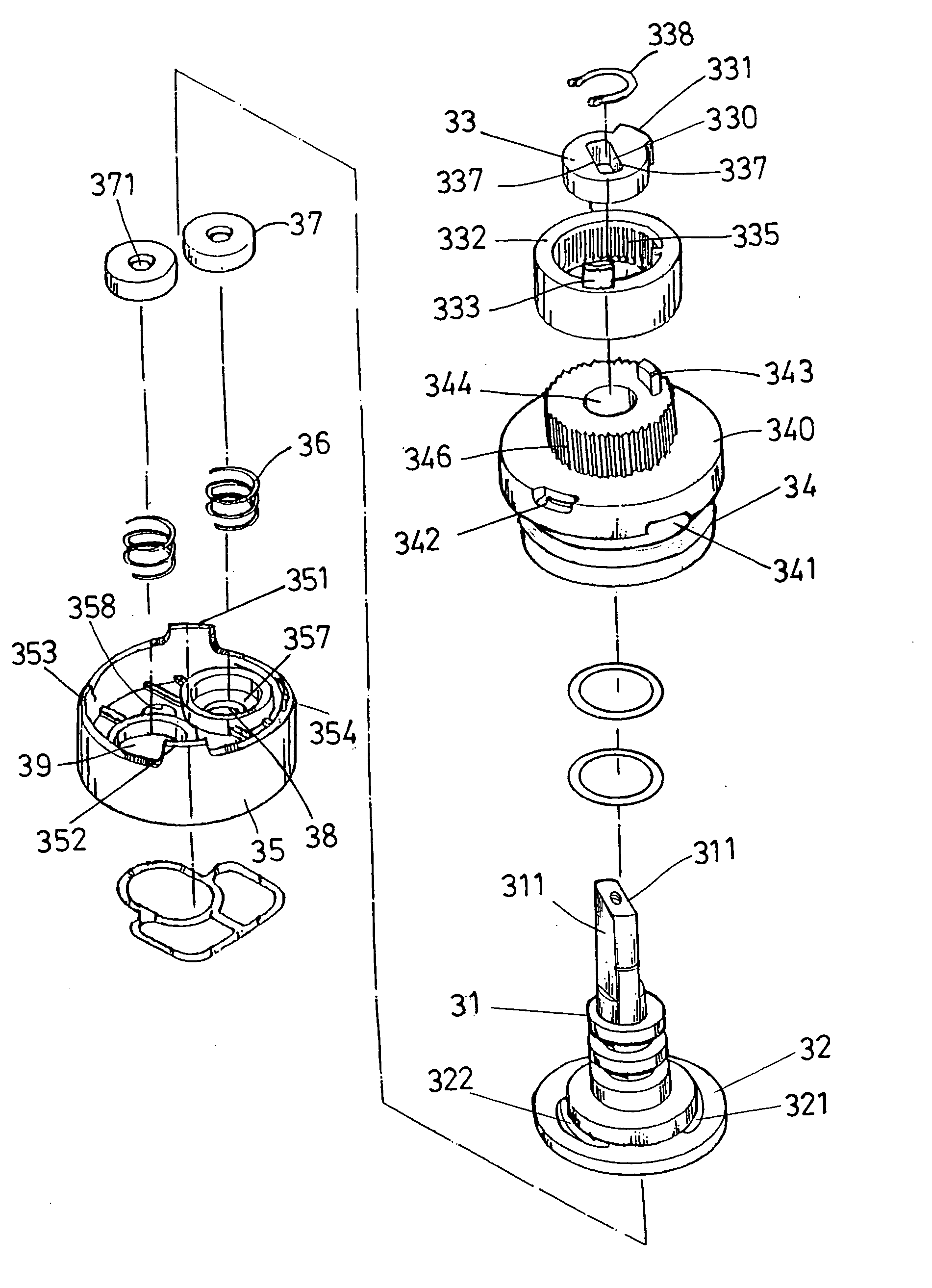 Valve for mixing cold and hot water