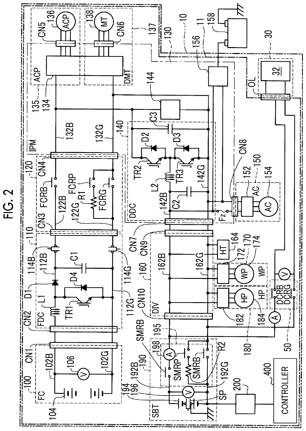 External power feed system and electric leak detection method therefor