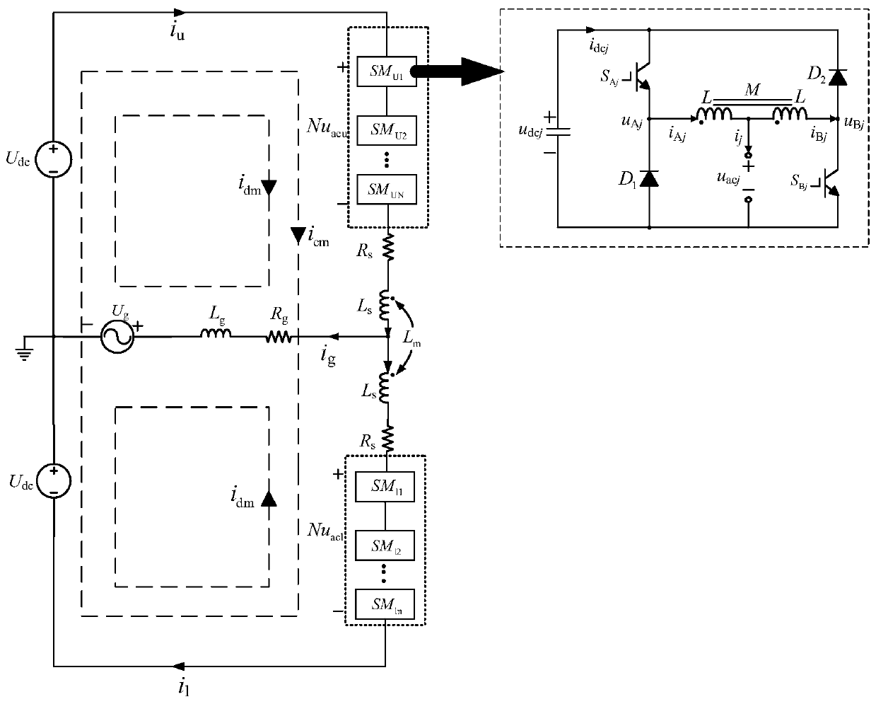 Modular multilevel topology and its control method based on coupled inductor dual-buck sub-module