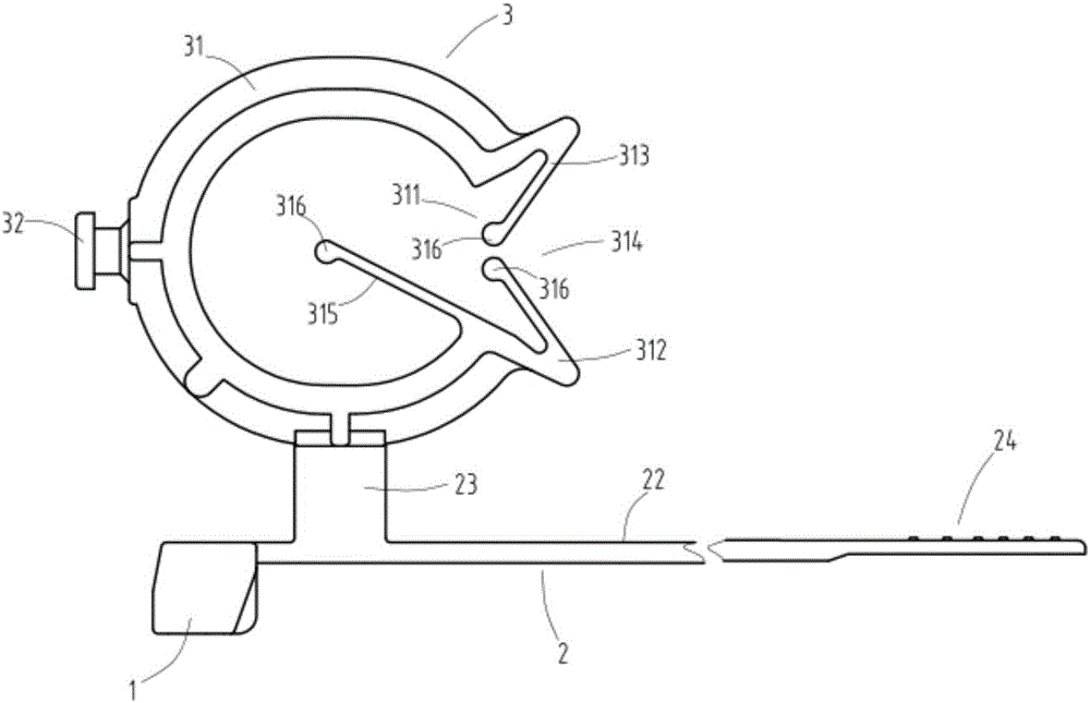 Wire harness band provided with rotary fixing device
