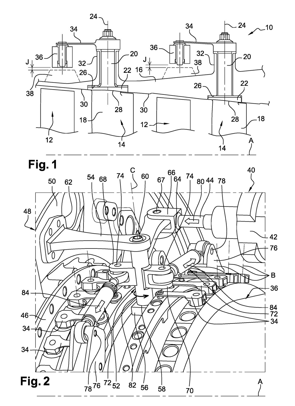 System for controlling variable-setting blades for a turbine engine